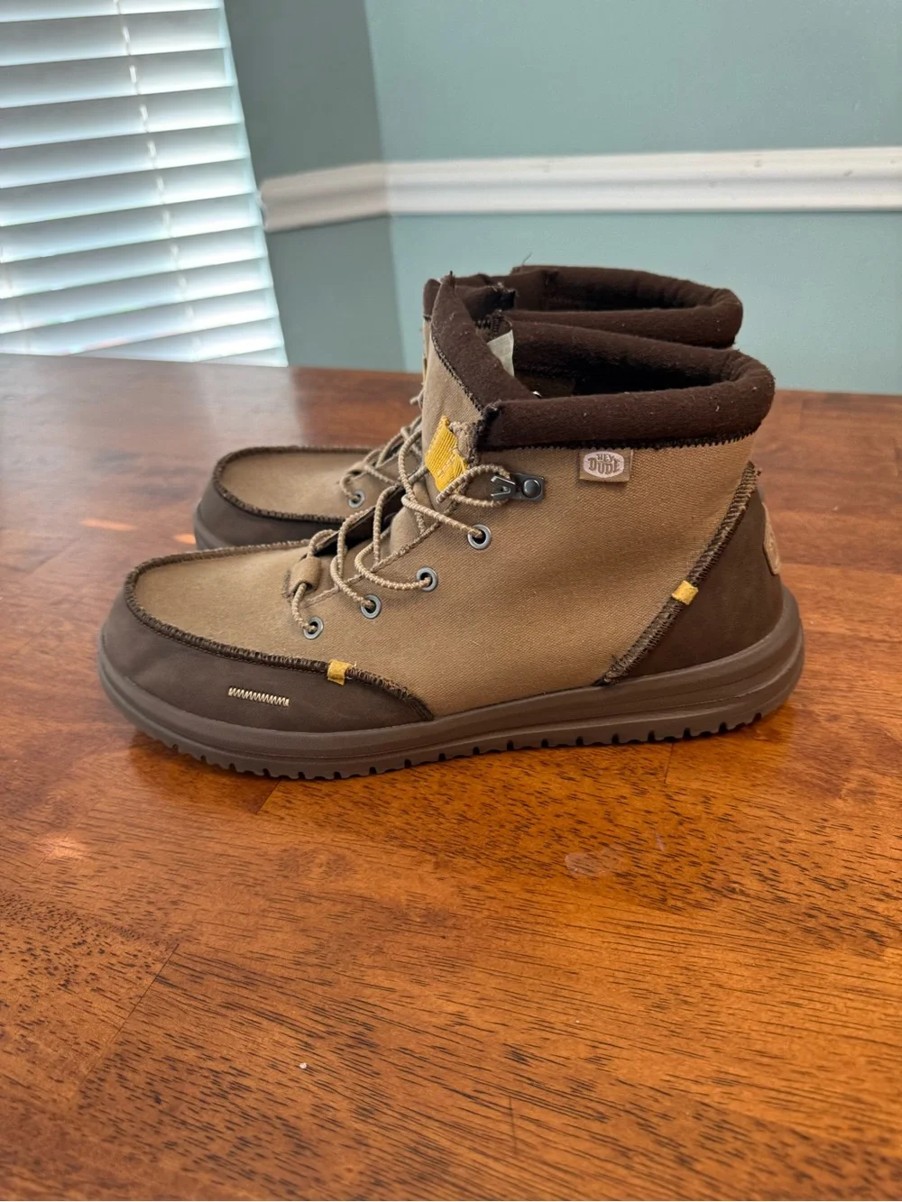 HEYDUDE Bradley Classic Men's Boots Brown Tan Waxed Canvas Size 13